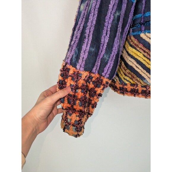 Sandy Starkman Jacket L Women's Multicolor Chenille Patchwork Unique Art to Wear - Picture 3 of 6